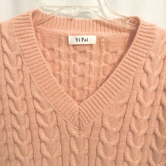 Cable Knit Peach Sweater Dress - Picture 4 of 5